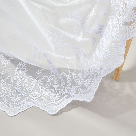 Тюль фатин с вышивкой Дайра V-beyaz , фото 3