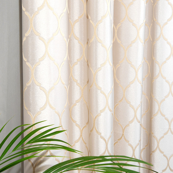 Тканина портьєрна жакардова Терра V-2 крем золото, фото 1