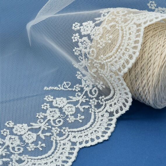 Тюль фатин з вишивкою Жаклін V-крем, фото 5 Тюль фатин з вишивкою Жаклін V-крем, фото 5