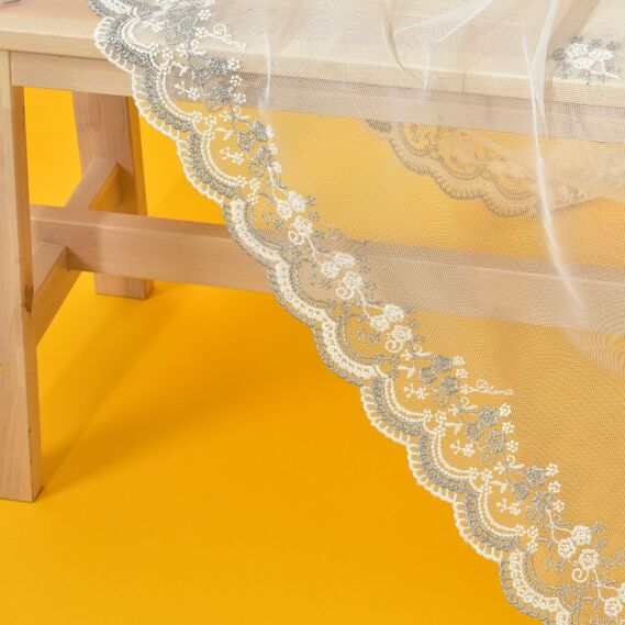 Тюль фатин з вишивкою Жаклін V-сіра, фото 3 Тюль фатин з вишивкою Жаклін V-сіра, фото 3