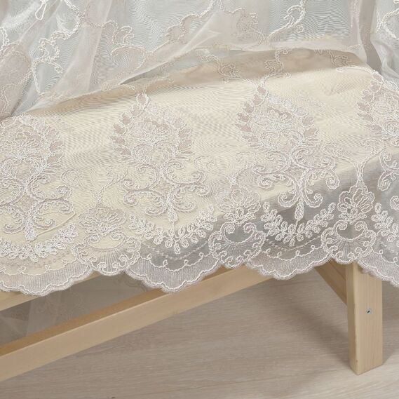 Тюль сітка з вишивкою Мілена V-пудра, фото 1 Тюль сітка з вишивкою Мілена V-пудра, фото 1