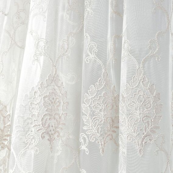 Тюль сітка з вишивкою Мілена V-пудра, фото 2 Тюль сітка з вишивкою Мілена V-пудра, фото 2