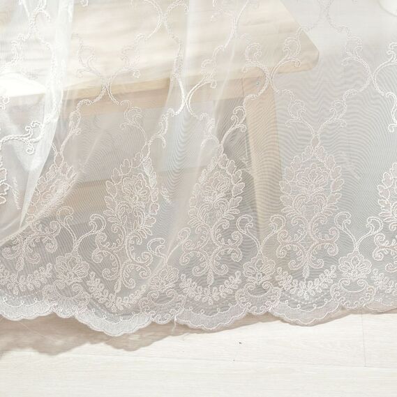 Тюль сітка з вишивкою Мілена V-пудра, фото 3 Тюль сітка з вишивкою Мілена V-пудра, фото 3