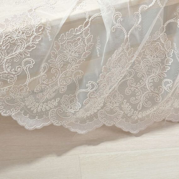 Тюль сітка з вишивкою Мілена V-пудра, фото 4 Тюль сітка з вишивкою Мілена V-пудра, фото 4