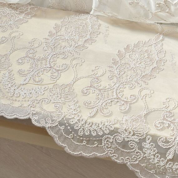 Тюль сітка з вишивкою Мілена V-пудра, фото 5 Тюль сітка з вишивкою Мілена V-пудра, фото 5