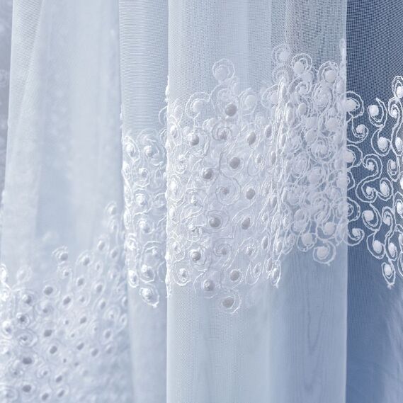 Тюль сітка з вишивкою Grad біла, фото 1 Тюль сітка з вишивкою Grad біла, фото 1