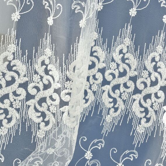 Тюль сітка з вишивкою Embrodery екрю, фото 1 Тюль сітка з вишивкою Embrodery екрю, фото 1