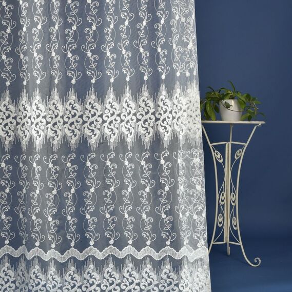 Тюль сітка з вишивкою Embrodery екрю, фото 2 Тюль сітка з вишивкою Embrodery екрю, фото 2