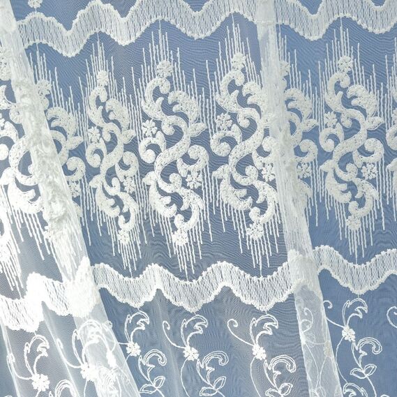 Тюль сітка з вишивкою Embrodery екрю, фото 7 Тюль сітка з вишивкою Embrodery екрю, фото 7