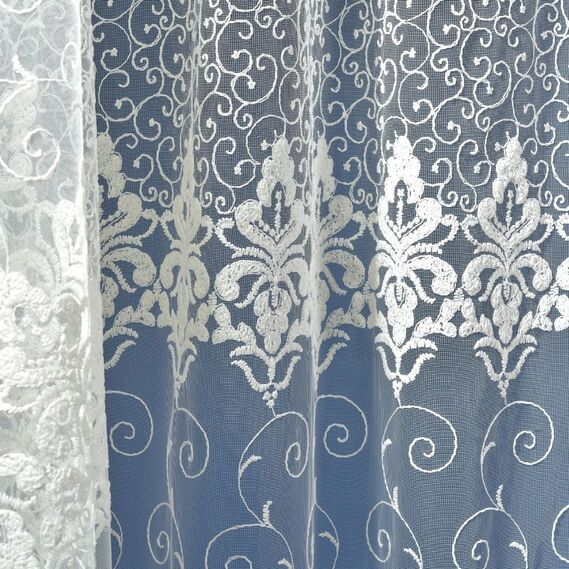 Тюль сітка з вишивкою Neliya екрю, фото 1 Тюль сітка з вишивкою Neliya екрю, фото 1