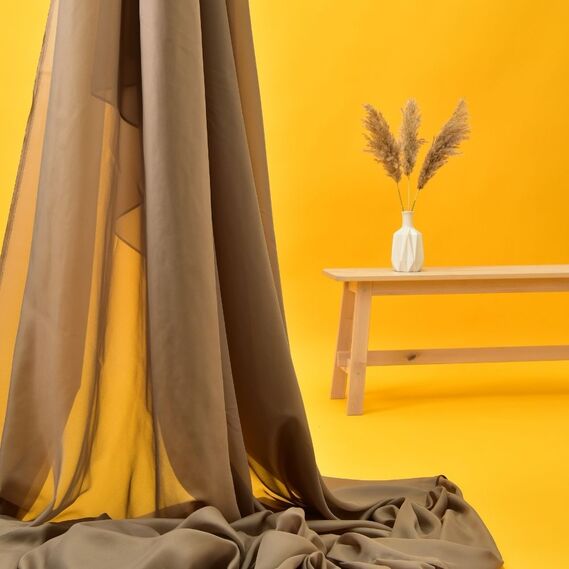 Тюль органза шелк однотонный Изольда V-26548 мокко, фото 2 Тюль органза шелк однотонный Изольда V-26548 мокко, фото 2