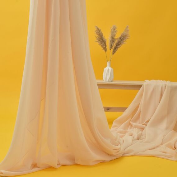 Тюль органза шовк однотонний Ізольда V-16904 крем, фото 3 Тюль органза шовк однотонний Ізольда V-16904 крем, фото 3
