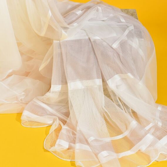 Тюль набивний сітка Chanel V-605 пудра, фото 4 Тюль набивний сітка Chanel V-605 пудра, фото 4