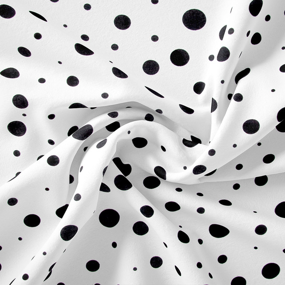 Тканина штапель горошки білий, фото 1