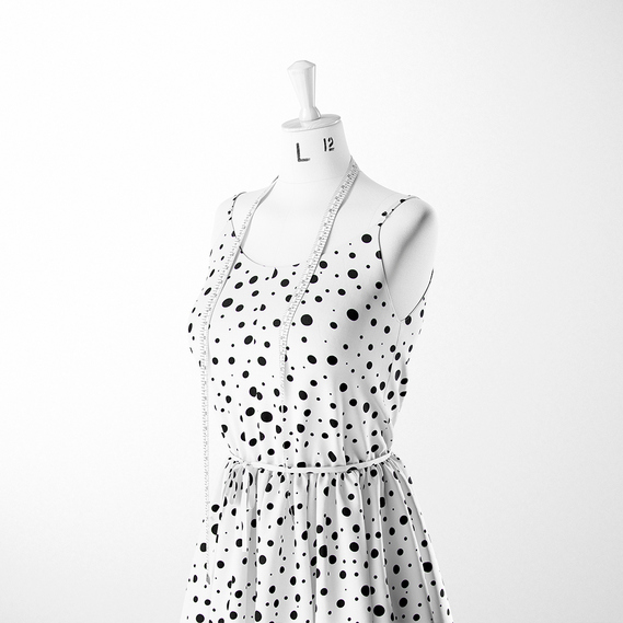 Тканина штапель горошки білий, фото 3