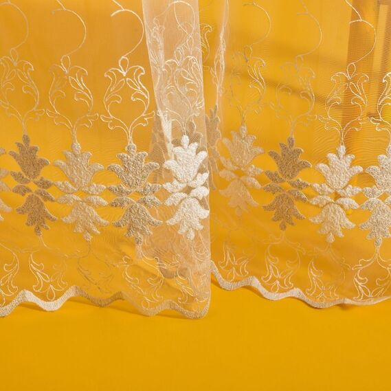 Тюль сетка с вышивкой Венеция золото, фото 2