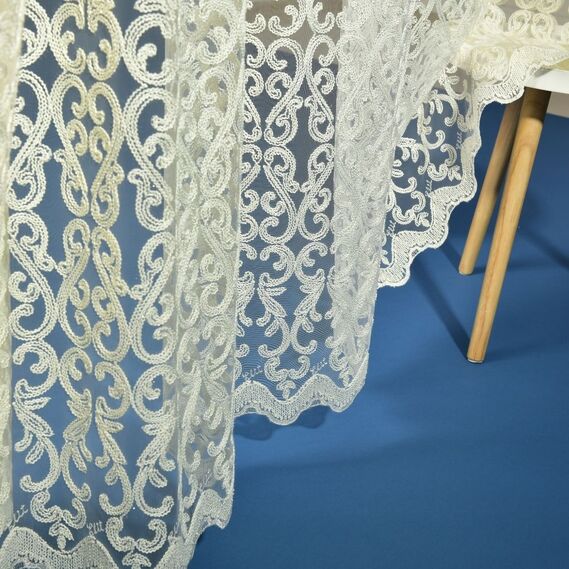 Тюль сетка с вышивкой Альбіна екрю, фото 1 Тюль сетка с вышивкой Альбіна екрю, фото 1