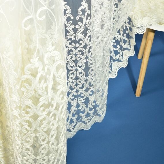 Тюль сетка с вышивкой Альбіна екрю, фото 5 Тюль сетка с вышивкой Альбіна екрю, фото 5