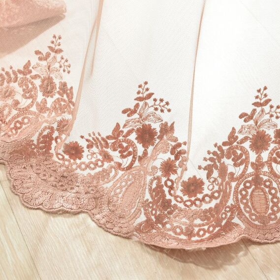 Тюль фатин с вышивкой Агата V-pudra, фото 1 Тюль фатин с вышивкой Агата V-pudra, фото 1