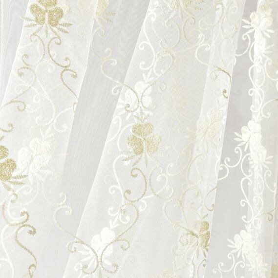 Тюль сетка с вишивкой Флорес V-krem, фото 2 Тюль сетка с вишивкой Флорес V-krem, фото 2
