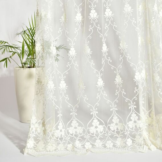 Тюль сетка с вишивкой Флорес V-krem, фото 4 Тюль сетка с вишивкой Флорес V-krem, фото 4