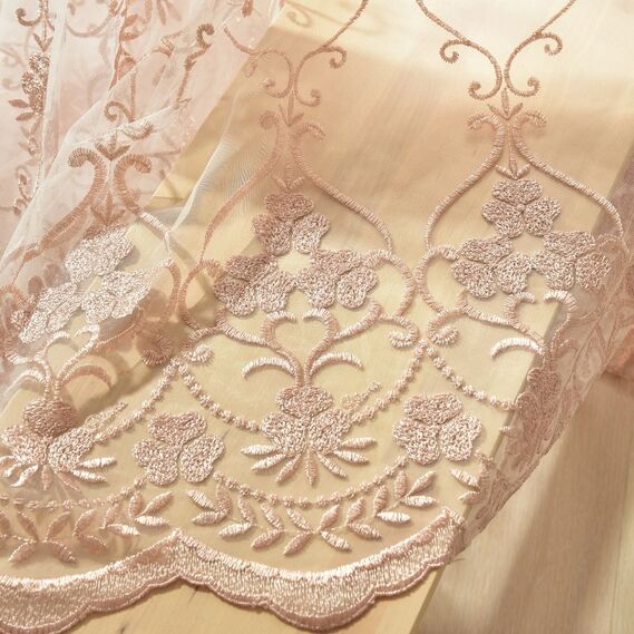 Тюль сетка с вишивкой Флорес V-pudra, фото 3 Тюль сетка с вишивкой Флорес V-pudra, фото 3