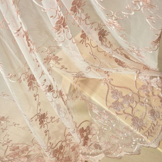 Тюль сетка с вишивкой Флорес V-pudra, фото 4 Тюль сетка с вишивкой Флорес V-pudra, фото 4