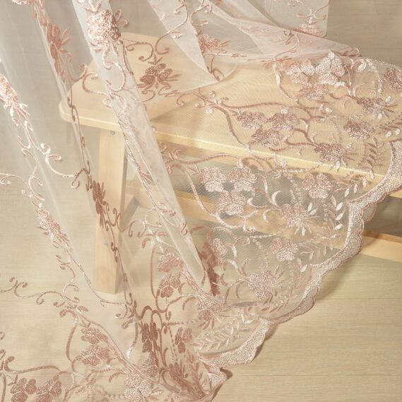 Тюль сетка с вишивкой Флорес V-pudra, фото 5 Тюль сетка с вишивкой Флорес V-pudra, фото 5