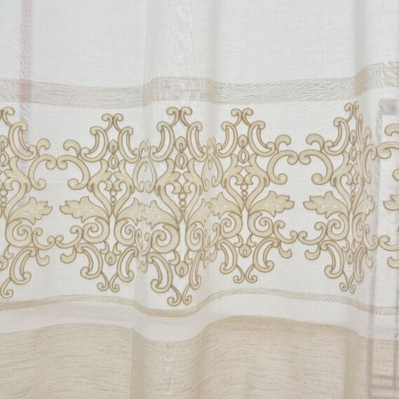 Тюль марлевка с вышивкой Азіза V-8701 беж, фото 1 Тюль марлевка с вышивкой Азіза V-8701 беж, фото 1