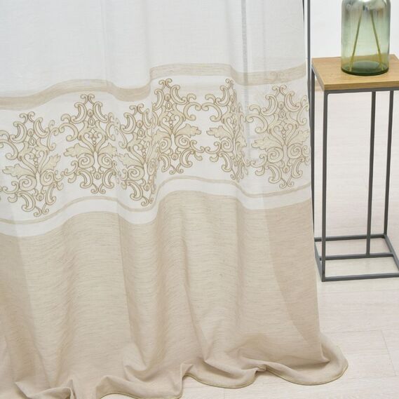 Тюль марлевка с вышивкой Азіза V-8701 беж, фото 3 Тюль марлевка с вышивкой Азіза V-8701 беж, фото 3