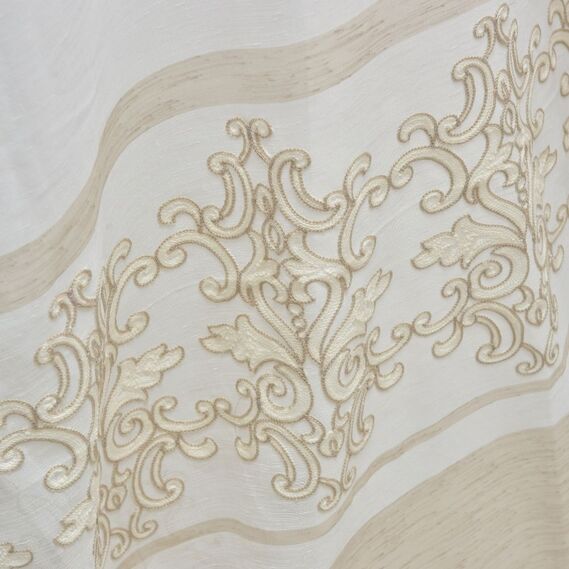 Тюль марлевка с вышивкой Азіза V-8701 беж, фото 5 Тюль марлевка с вышивкой Азіза V-8701 беж, фото 5