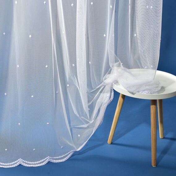 Тюль фатин с вышивкой Midilli ser  V-401 біла, фото 1 Тюль фатин с вышивкой Midilli ser  V-401 біла, фото 1