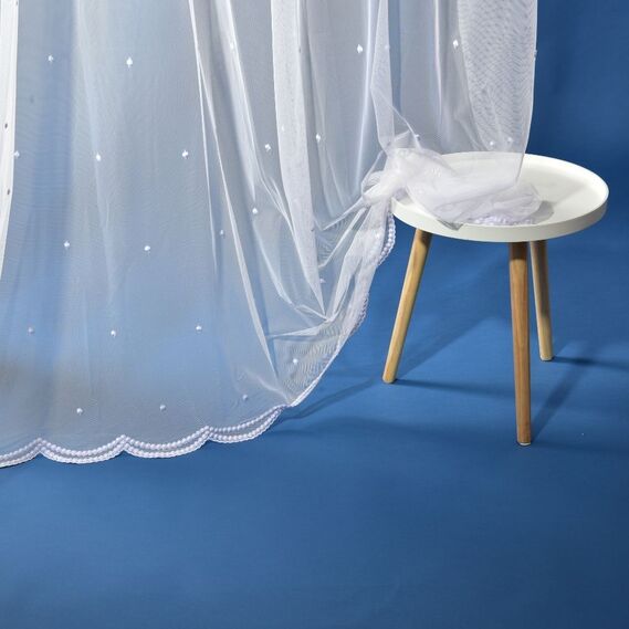 Тюль фатин с вышивкой Midilli ser  V-401 біла, фото 4 Тюль фатин с вышивкой Midilli ser  V-401 біла, фото 4