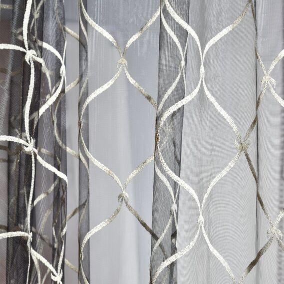 Тюль сітка с вышивкой Black and White Stile V-altin, фото 1