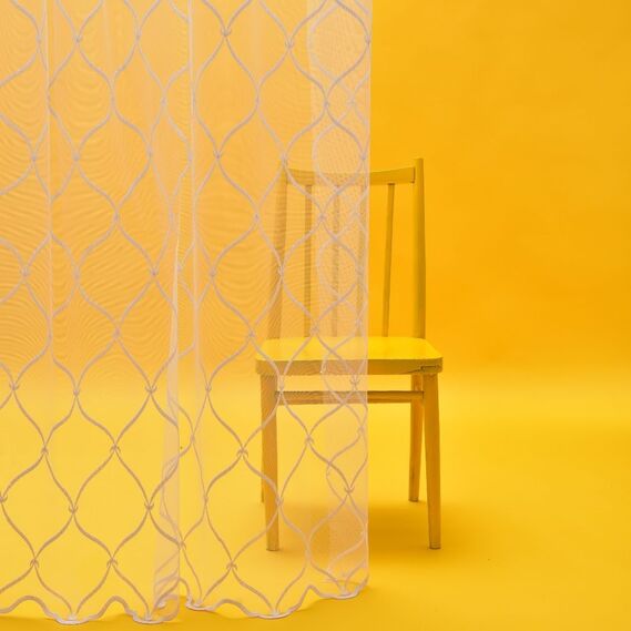 Тюль сітка с вышивкой Black and White Stile V-beyaz , фото 4