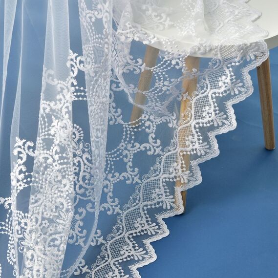 Тюль сетка с вышивкой Антей біла, фото 2