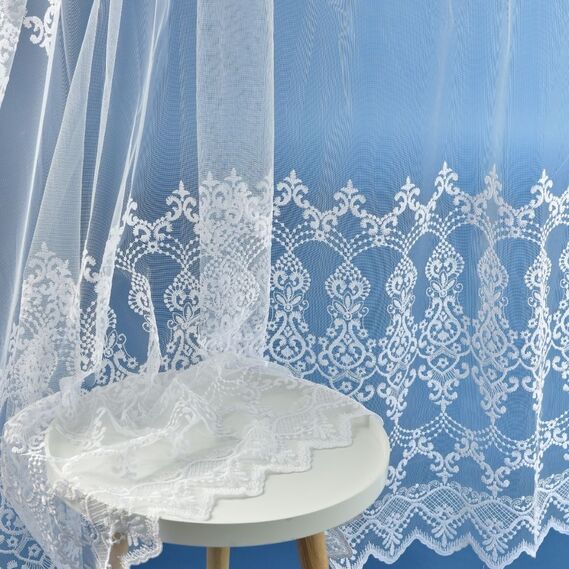 Тюль сетка с вышивкой Антей біла, фото 3