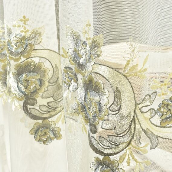 Тюль фатин с вышивкой Василіса V-3 сіра, фото 3 Тюль фатин с вышивкой Василіса V-3 сіра, фото 3