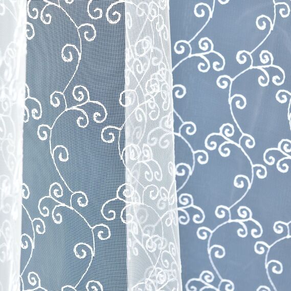 Тюль сітка з вишивкою Фіофанія V-1 біла, фото 1 Тюль сітка з вишивкою Фіофанія V-1 біла, фото 1