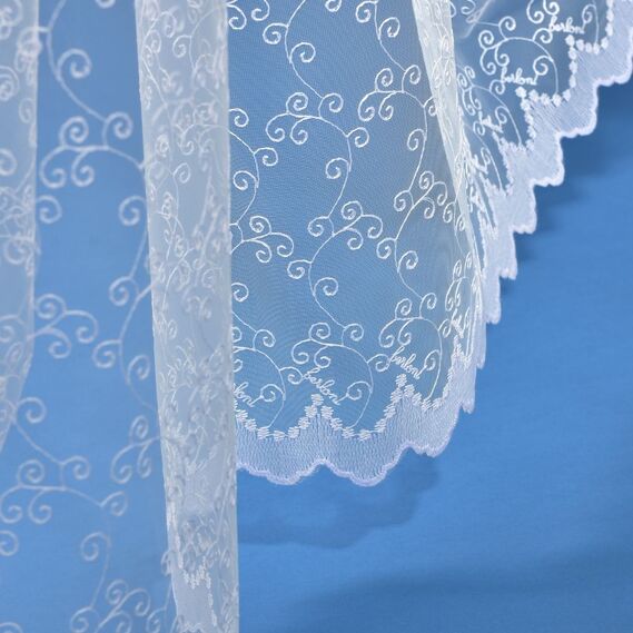 Тюль сітка з вишивкою Фіофанія V-1 біла, фото 2 Тюль сітка з вишивкою Фіофанія V-1 біла, фото 2