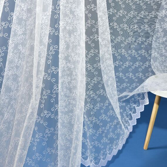 Тюль сітка з вишивкою Фіофанія V-1 біла, фото 3 Тюль сітка з вишивкою Фіофанія V-1 біла, фото 3