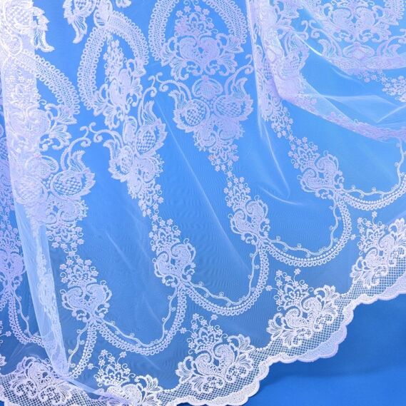 Тюль сітка з вишивкою Bozan V-31 біла, фото 1 Тюль сітка з вишивкою Bozan V-31 біла, фото 1