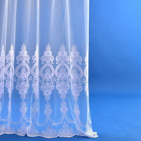 Тюль сітка з вишивкою Bozan V-31 біла, фото 2 Тюль сітка з вишивкою Bozan V-31 біла, фото 2