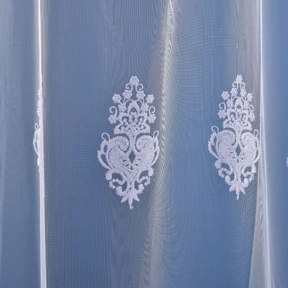 Тюль сітка з вишивкою Bozan V-31 біла, фото 4 Тюль сітка з вишивкою Bozan V-31 біла, фото 4