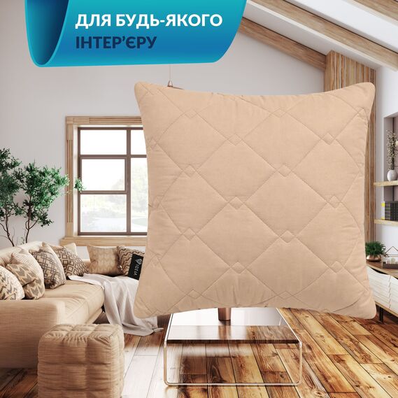 Подушка декоративная IDEIA CUBE 45х45 см гипоаллергенная стеганная беж, фото 5
