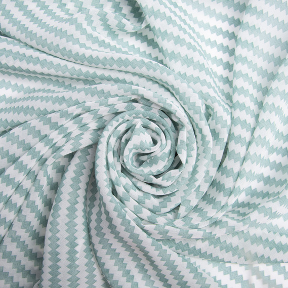 Chiffon fabric with print зігзаг діагональ м`ята, фото 1