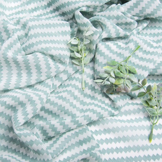 Chiffon fabric with print зігзаг діагональ м`ята, фото 3