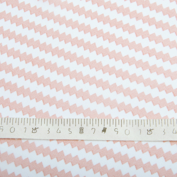 Тканина шифон принт зігзаг діагональ персик, фото 4