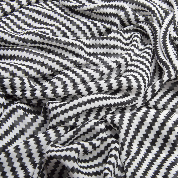 Chiffon fabric with print зігзаг діагональ чорний, фото 2
