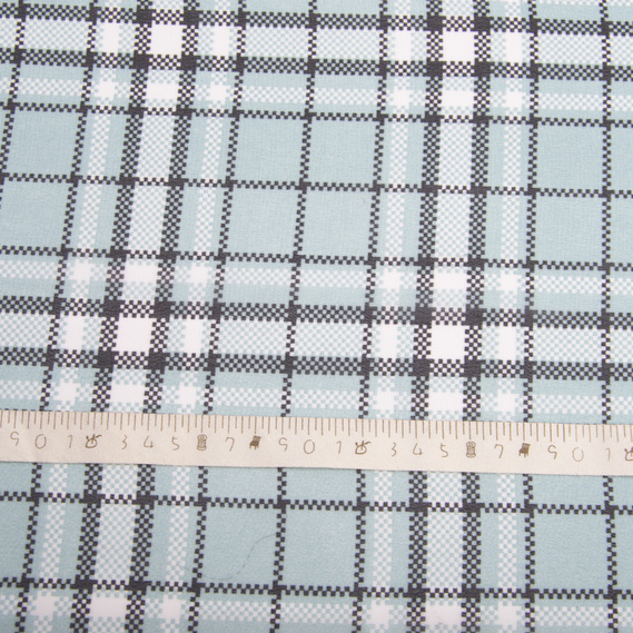 Chiffon fabric with print клітина бірюза, фото 4